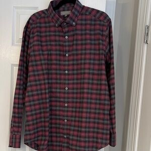 Neiman Marcus Red and Black Plaid Casual Shirt